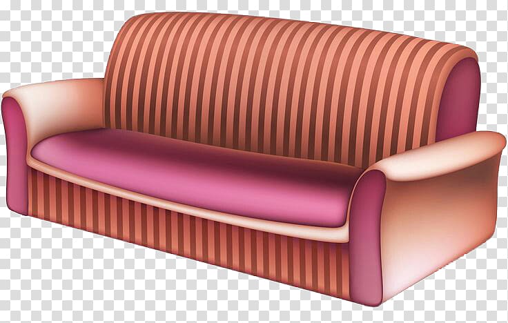 Furniture Living room Bedroom Couch, Pink striped sofa transparent background PNG clipart