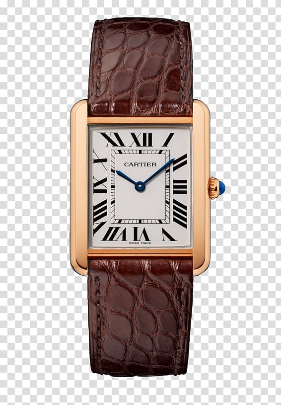 Cartier Tank Watch Jewellery Strap, Coffee color gold Cartier watch mechanical watch male watch transparent background PNG clipart