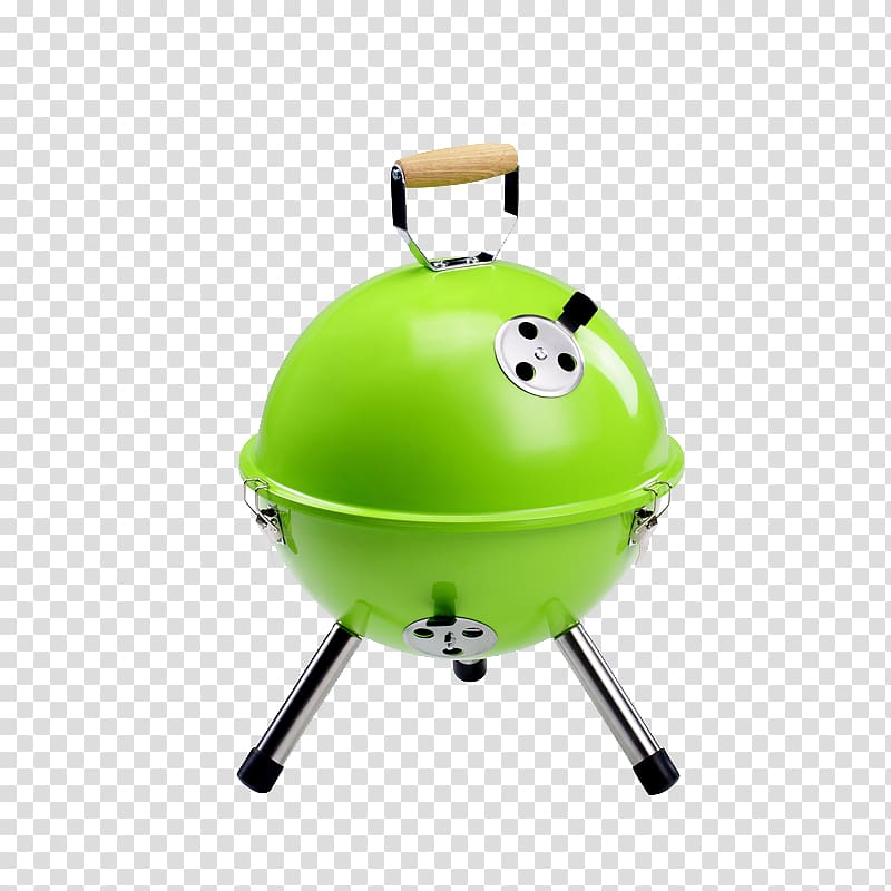 Barbecue Grilling Charcoal Kugelgrill Hibachi, Green outdoor grill transparent background PNG clipart