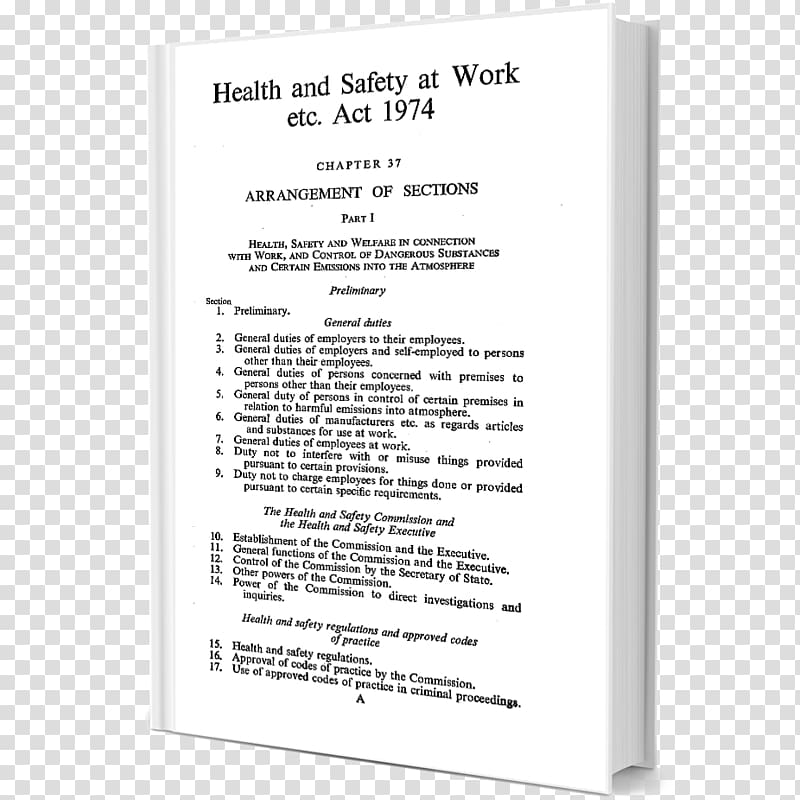 Health and Safety at Work etc. Act 1974 Document Occupational safety and health Statute Regulation, others transparent background PNG clipart