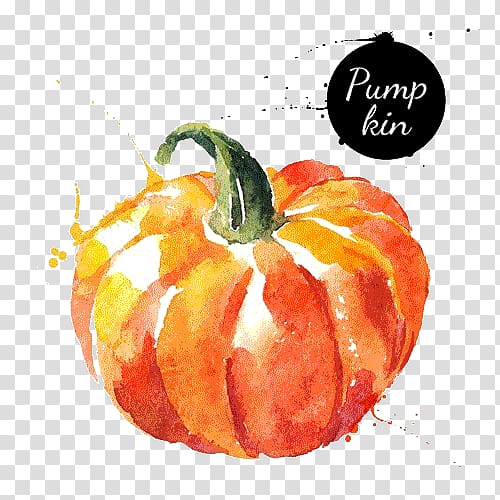 pumpkin painting, Watercolor painting Vegetable Drawing, Hand painted pumpkin transparent background PNG clipart
