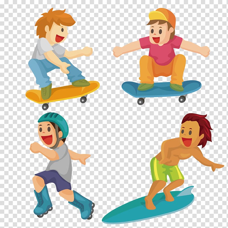 illustration Cartoon Surfing Illustration, Skate boy transparent background PNG clipart