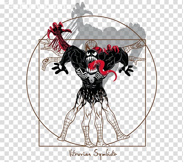 Venom Miles Morales Vitruvian Man T-shirt Symbiote, Neil Gaiman transparent background PNG clipart