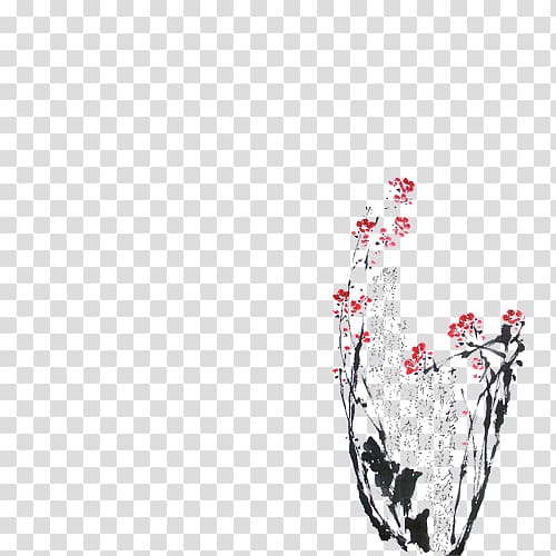 Ink wash painting Portable Network Graphics Plum blossom, 梅花 transparent background PNG clipart
