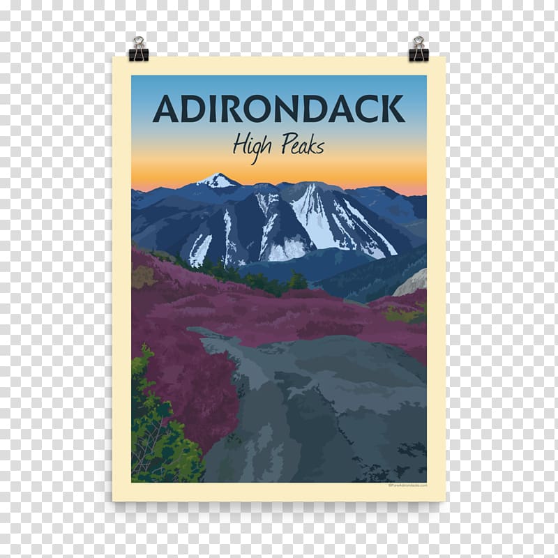 Adirondack High Peaks Poster Sawteeth High Peaks Wilderness Area Mount Marcy, vintage poster transparent background PNG clipart