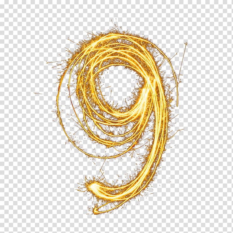 circular orange lightning line illustration, Blaze number 9 transparent background PNG clipart