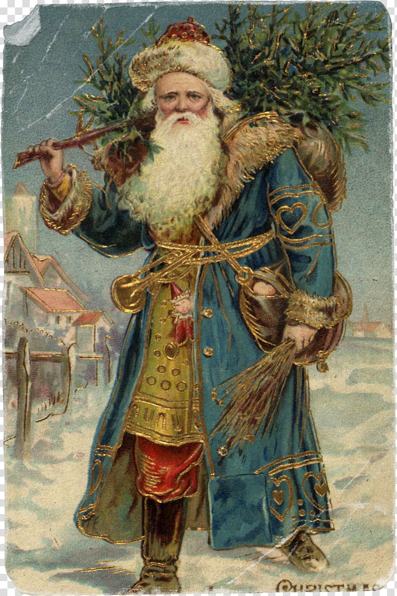 Victorian era Santa Claus Wedding invitation Christmas card, Saint Nicholas transparent background PNG clipart