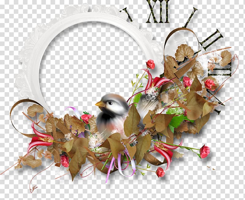 frame (Vous Souhaite Une) , Withered leaves decorative hand-painted cartoon bird transparent background PNG clipart