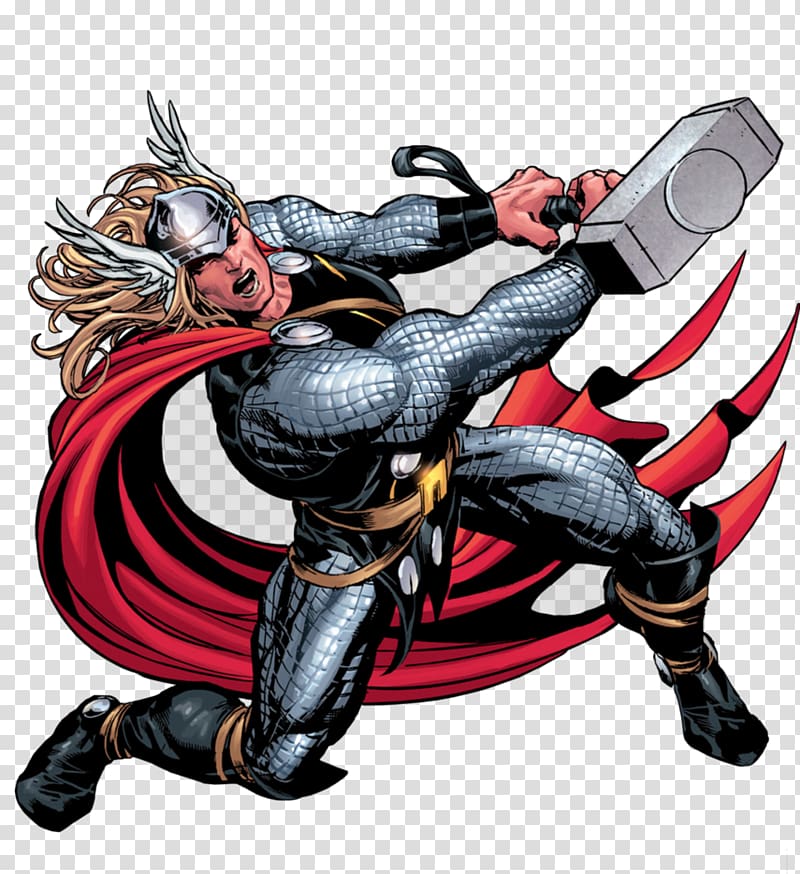 Thor holding mjolnir art illustration, Thor Odin Loki Superhero Comics, Thor transparent background PNG clipart