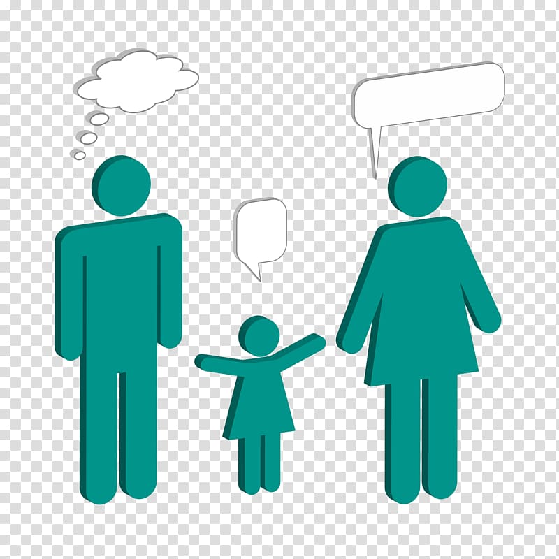 Child Woman Illustration, A family of words bubbling over their heads transparent background PNG clipart