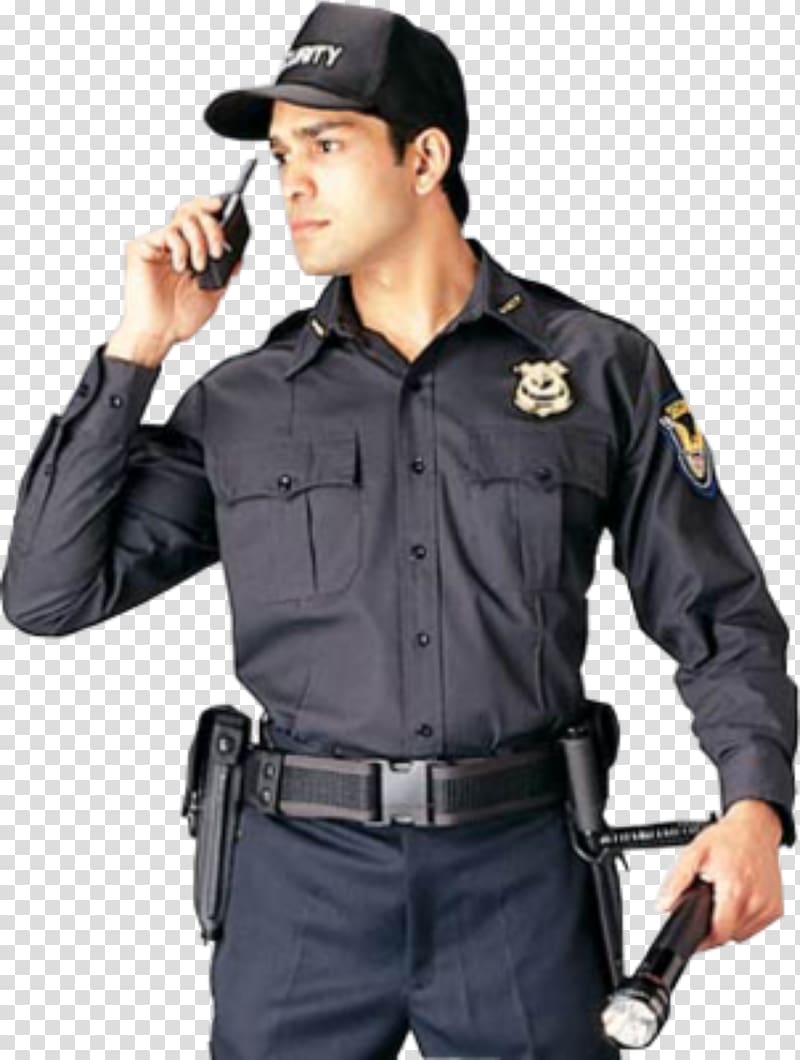 security guard holding two-way radio and flashlight, Uniform Security guard Security company Clothing, uniform transparent background PNG clipart