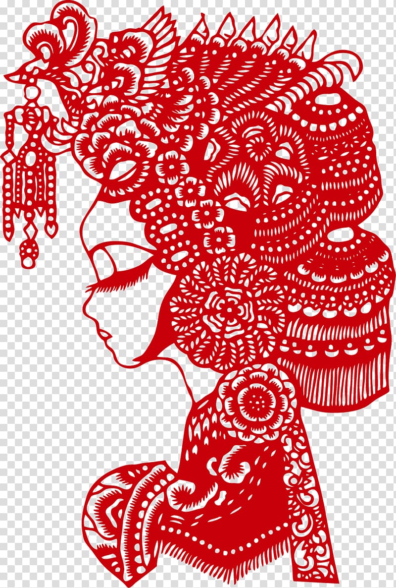 China Papercutting Chinese paper cutting Illustration, Girl Silhouette transparent background PNG clipart