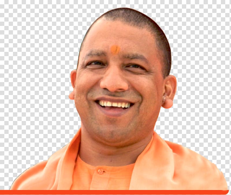 smiling man wearing orange button-up top, Yogi Adityanath Lucknow Chief Minister, India Government of Uttar Pradesh, yogi transparent background PNG clipart