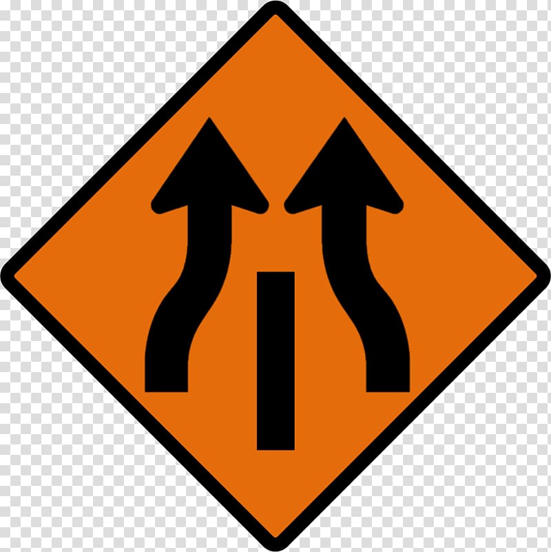 Warning sign Lane Merge Road, Road Sign transparent background PNG clipart