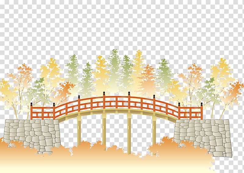 Landscape Illustration, Japanese landscape bridge transparent background PNG clipart