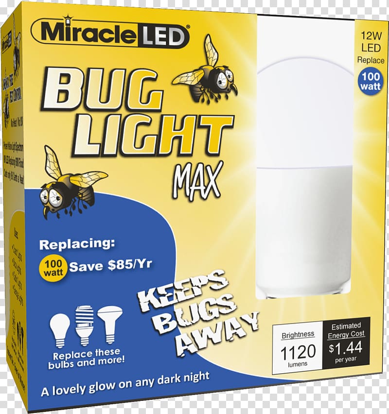 Miracle LED 604009 LED Bug Light MAX Light-emitting diode Yellow Incandescent light bulb, Indoor Grow Box transparent background PNG clipart
