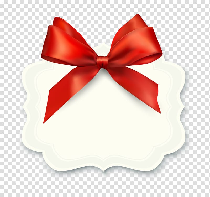 white and red bow frame art, Gift Ribbon Illustration, red bow birthday card transparent background PNG clipart