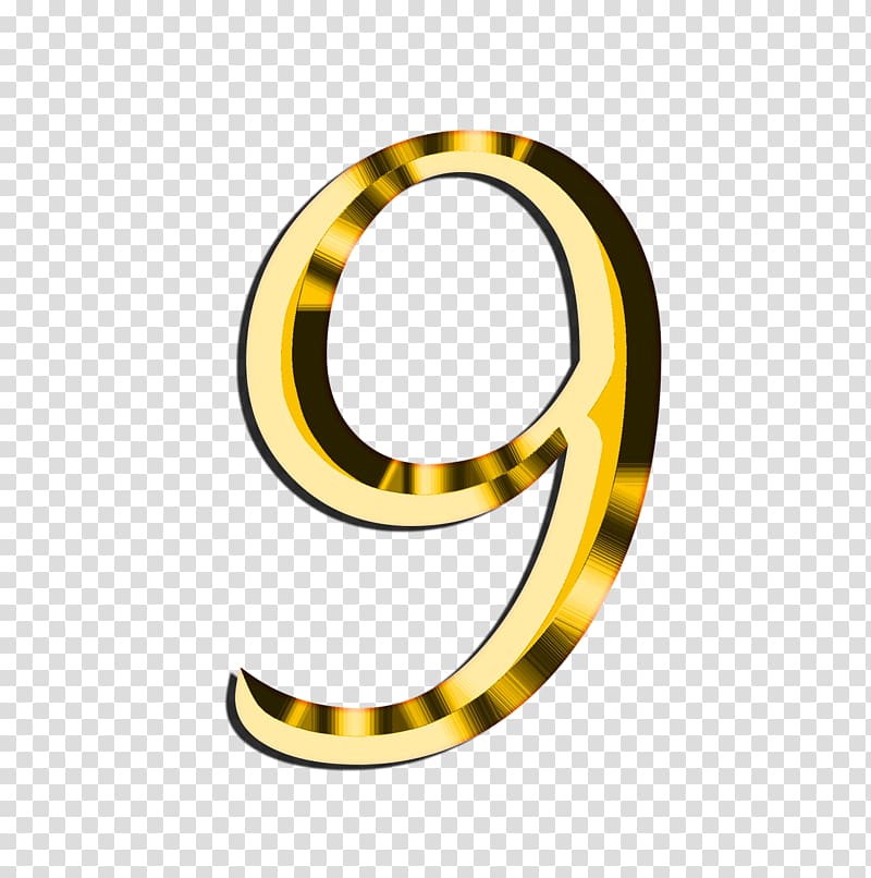gold-colored number 9 , Golden Number 9 transparent background PNG clipart