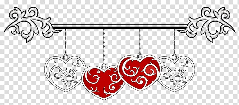 black and red heart-themed floral illustration, Heart Wedding Valentine\'s Day , White and Red Hearts Decoration transparent background PNG clipart