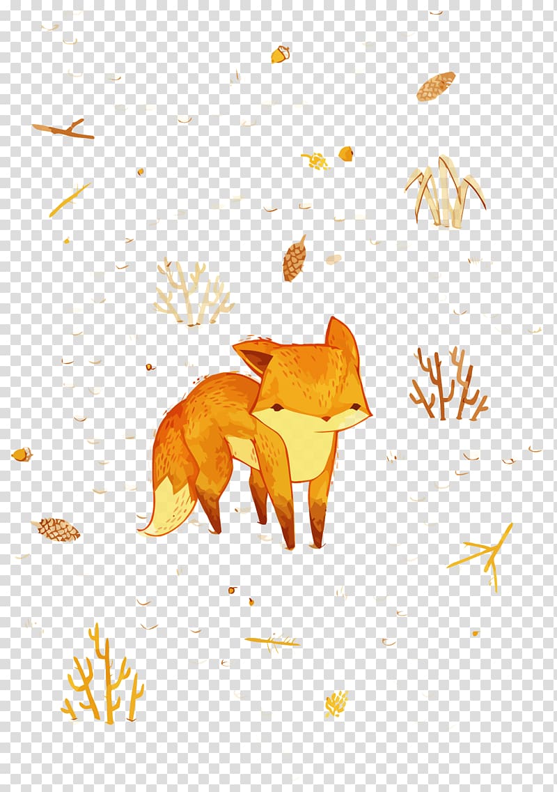Drawing Illustrator Graphic design Painting Illustration, autumn fox transparent background PNG clipart