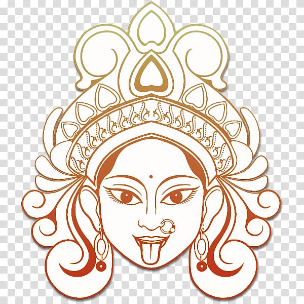 Image of Sketch Powerful Hindu Goddess Durga Ma Or Kali Mata Outline And  Silhouette Illustration With Trident Holding In Hand-AV184629-Picxy