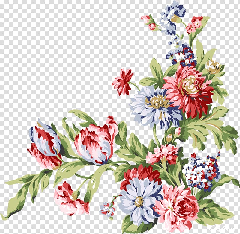 red, white, and blue flowers art, Paper Flower Vintage clothing Floral design, corner flower transparent background PNG clipart