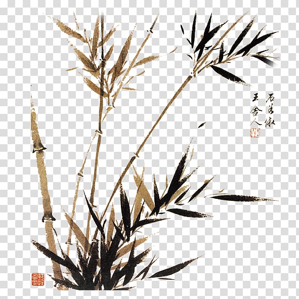 Ink wash painting Bamboo Chinese painting, Bamboo transparent background PNG clipart