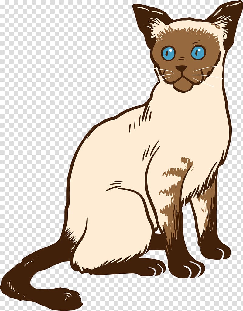 Siamese cat Bengal cat Manx cat Ragdoll Kitten, Hand-painted blue-eyed cat transparent background PNG clipart