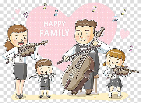 the whole family plays musical instruments transparent background PNG clipart