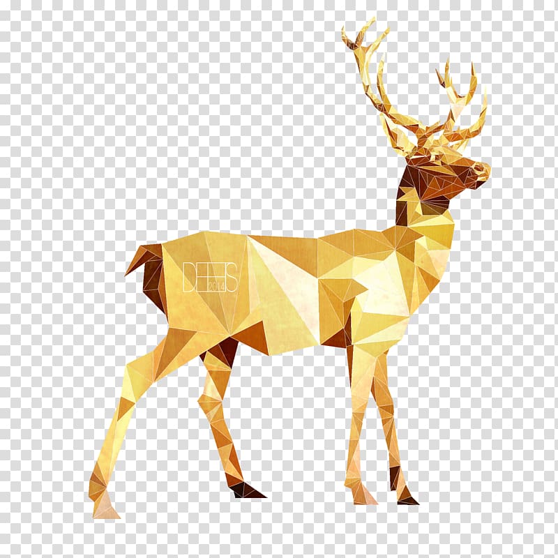 Deer Low poly Gray wolf Drawing, watercolor animals transparent background PNG clipart