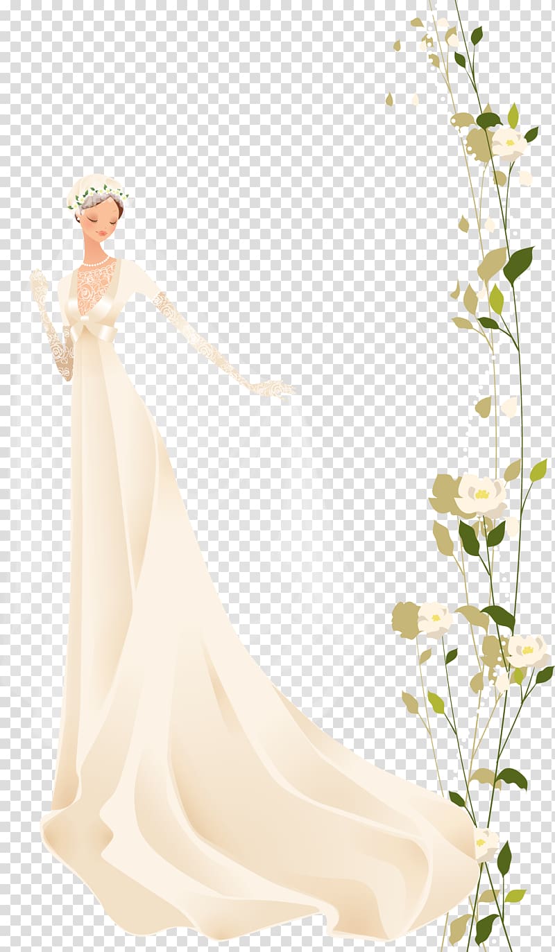 bride animated illustration, Contemporary Western wedding dress Bride, wedding transparent background PNG clipart