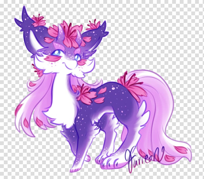 Horse Pony Legendary creature Unicorn Violet, scattered petals transparent background PNG clipart