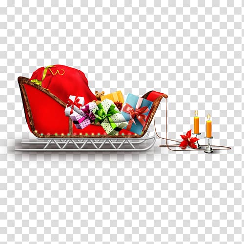 Santa Claus Christmas Sled, Creative Christmas sleigh transparent background PNG clipart