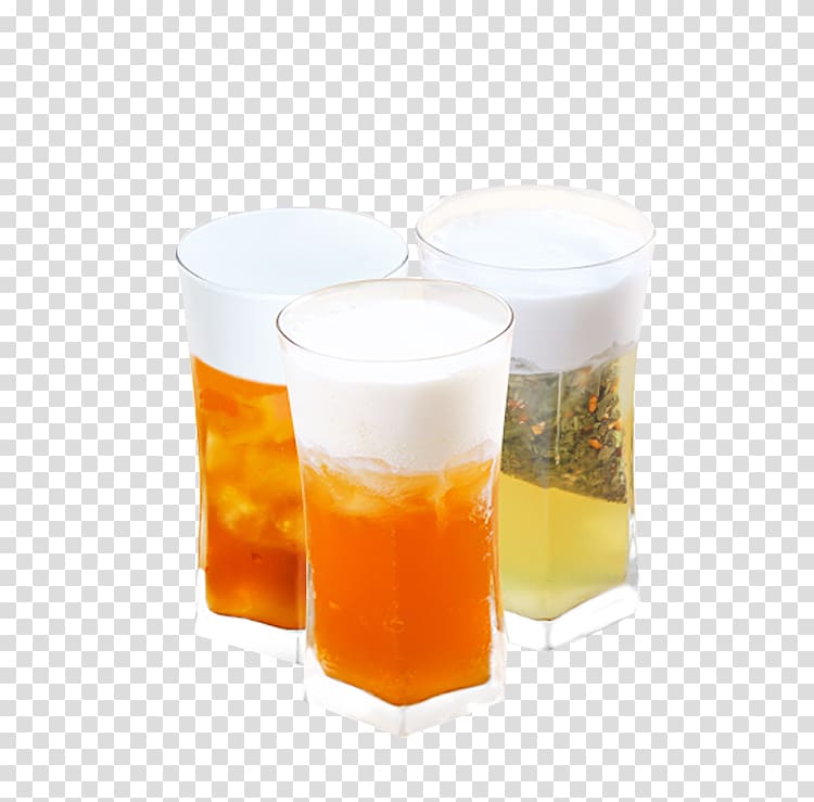 Tea Orange drink Milk, Milk tea special tribute cover material transparent background PNG clipart
