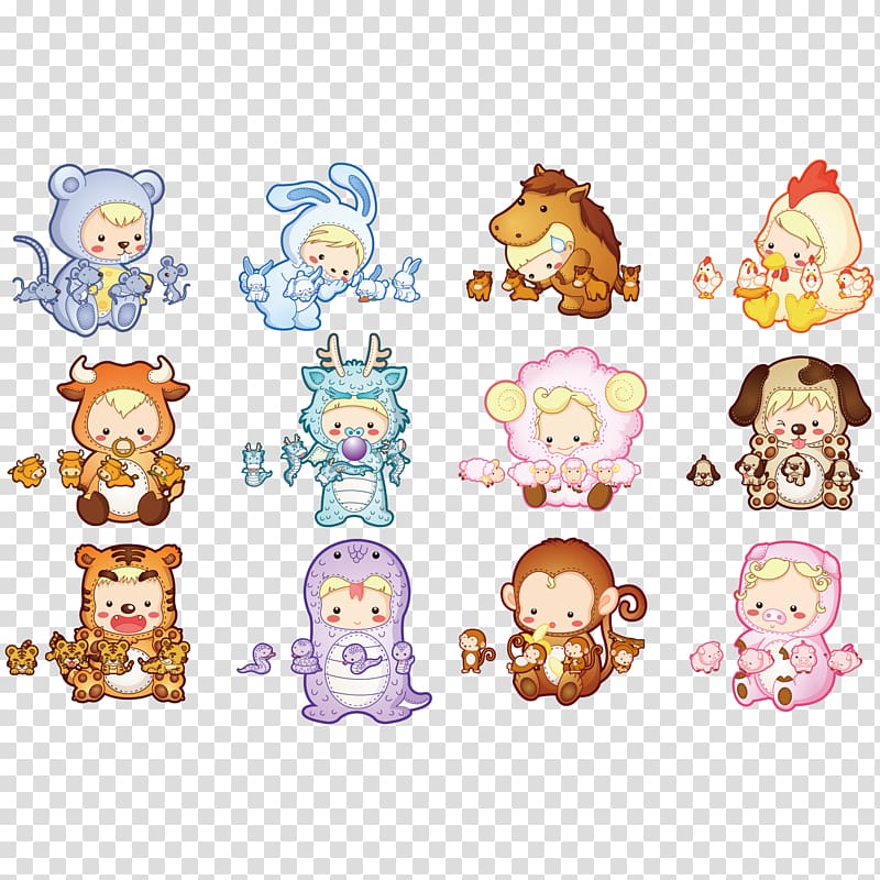 baby cartoon character , Cartoon Zodiac material transparent background PNG clipart