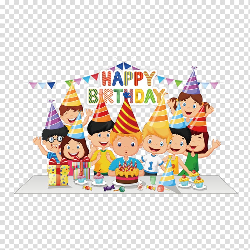 Happy Birthday illustration, Birthday cake Party Cartoon, birthday party transparent background PNG clipart