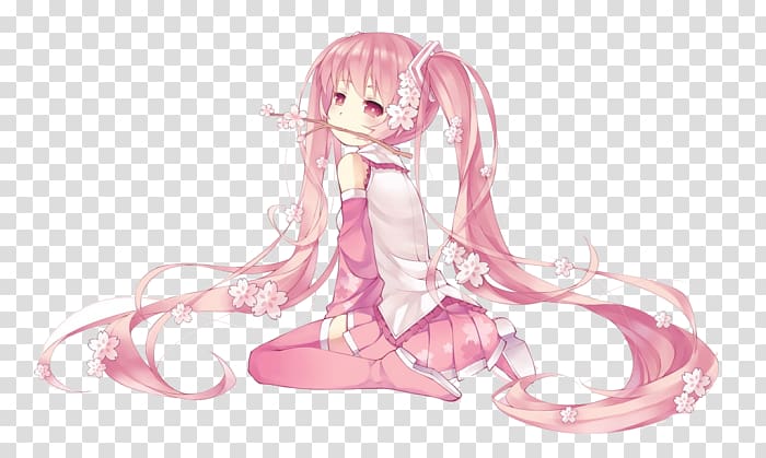 Hatsune Miku Chibi Drawing Cherry blossom, hatsune miku transparent background PNG clipart