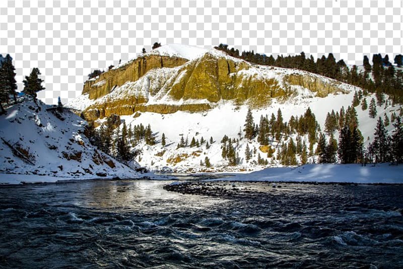 Tower Fall Yellowstone Caldera Upper Yellowstone Falls Sheepeater Cliff Yellowstone River, Mysterious Snow Mountain transparent background PNG clipart