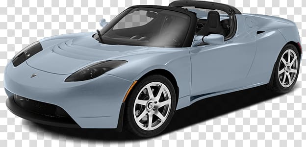 gray sports convertible coupe, Tesla 2010 Roadster transparent background PNG clipart