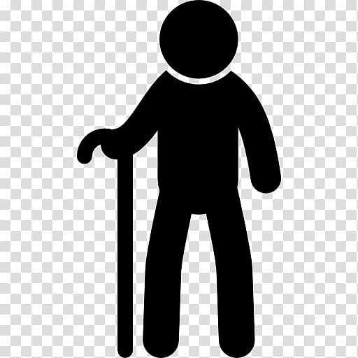 Old age Walking stick Silhouette Man, Silhouette transparent background PNG clipart