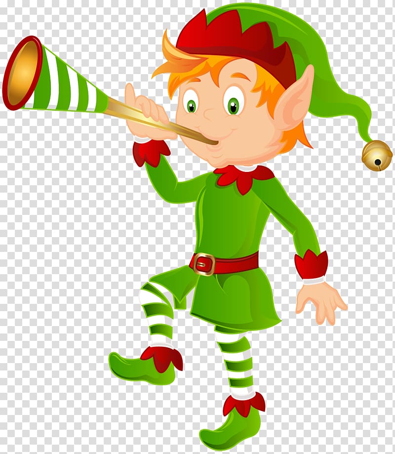boy wearing green and red costume illustration, Santa Claus Christmas tree Christmas elf , Elf transparent background PNG clipart