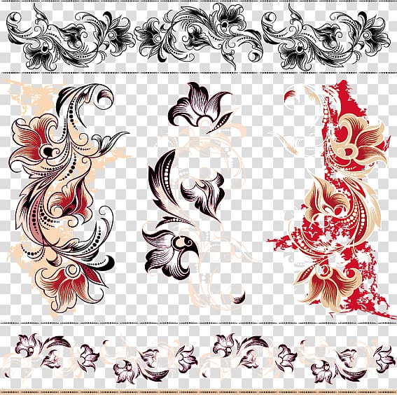 Visual arts Floral design Flower Illustration, Vintage floral design material transparent background PNG clipart