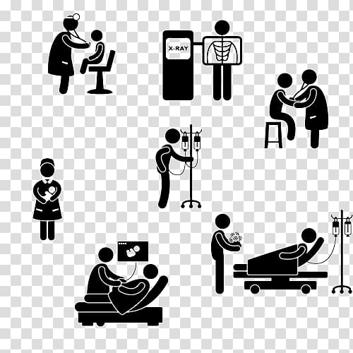 hospital patient illustration, Pictogram Medicine Hospital Physician Clinic, A busy silhouette of a doctor transparent background PNG clipart