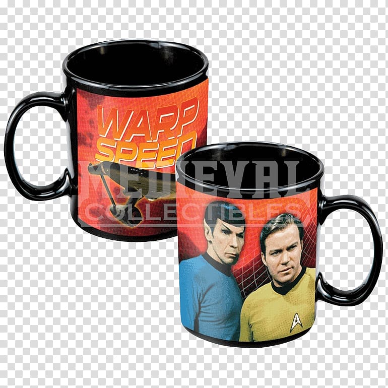 James T. Kirk Spock Coffee Mug Star Trek, thermos star trek mug transparent background PNG clipart