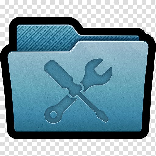 settings folder icon, symbol electric blue, Folder Utilities transparent background PNG clipart