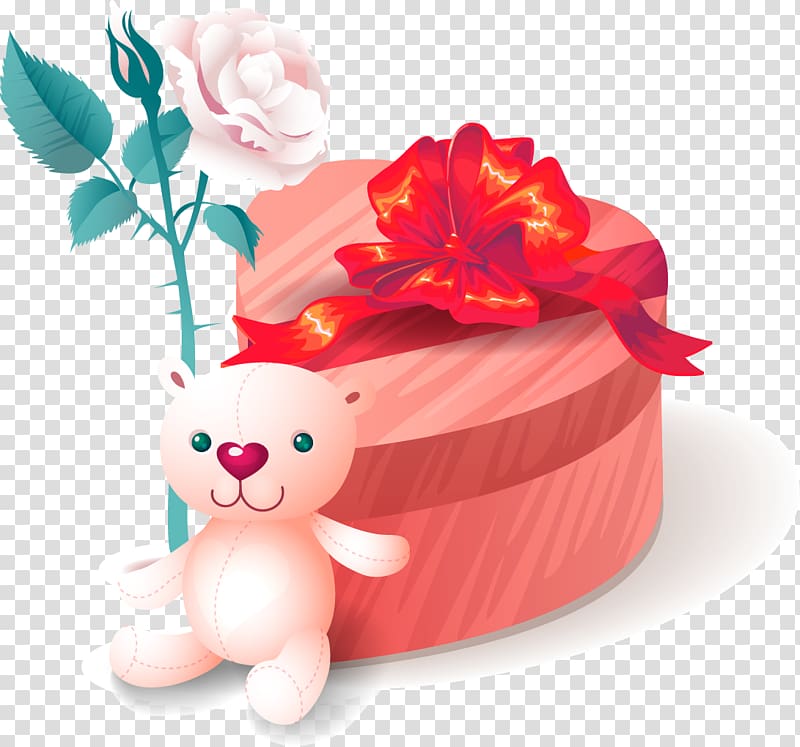 Valentine\'s Day Gift Greeting & Note Cards , Christmas gift box Valentine Bear Rose transparent background PNG clipart