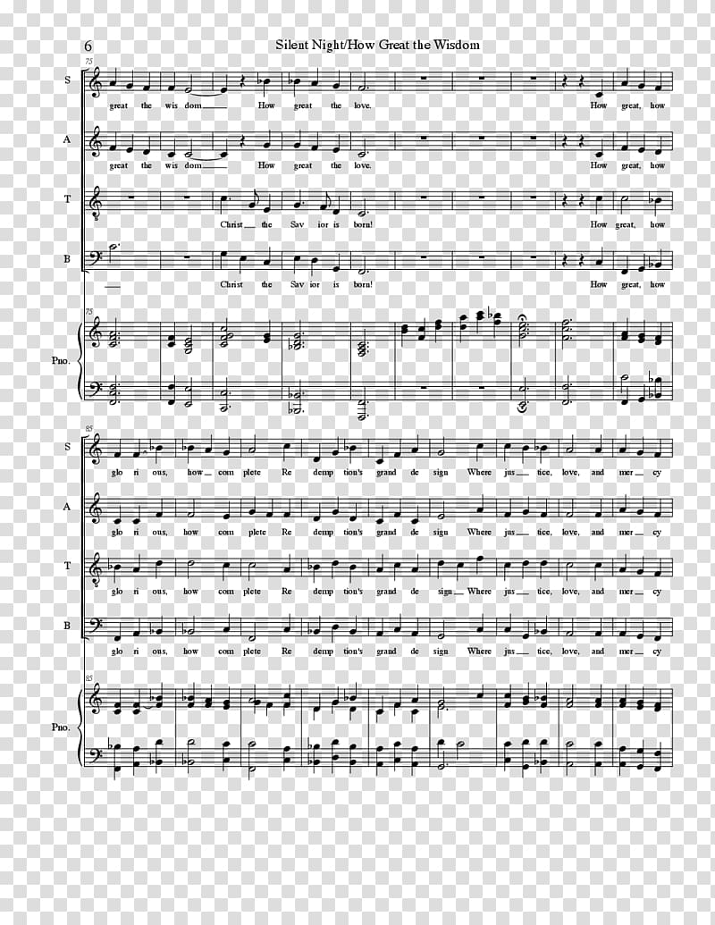 Sheet Music Musical composition J.W. Pepper & Son SATB, sheet music transparent background PNG clipart