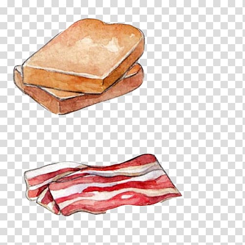 Breakfast Bacon Tocino Drawing, Breakfast simple hand drawing material transparent background PNG clipart