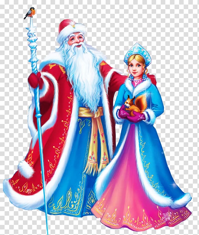 Ded Moroz Snegurochka New Year Ziuzia grandfather, RUSSIA 2018 transparent background PNG clipart