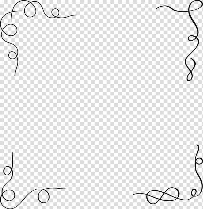 black swirl border illustration, Black Designer, Line border transparent background PNG clipart